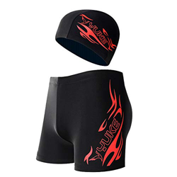 Lazz1on Bañadores de Natación Hombre Traje de Baño Pantalon Corto de Playa Surf Piscina Boxeadores Calzoncillos de Secado rápido con Gorro de Baño en oferta