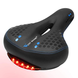 Sillín de bicicleta cómodo con LED luz trasera, Asiento de Bici Antiprostático Impermeable y Transpirable para hombre y mujer para Carretera, MTB, Mon precio