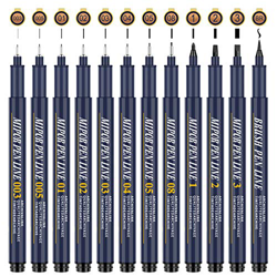 Juego de bolígrafos Fineliner, juego de 12 bolígrafos JPARR, 11 anchos de línea diferentes y 1 pincel, una variedad de funciones para escribir, dibuja en oferta
