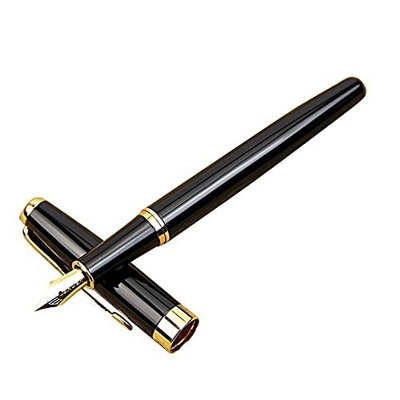 Pluma Estilográfica,Hemore 1 Pcs Pluma de Metal 388 con punto oro Boligrafo Lápiz elegante,Buen Regalo para Niños y Adultos,color negro