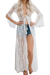 AiJump Floral Encaje Vestido de Playa Kaftan Kimonos Pareos Bohemia Cover Ups para Mujer precio