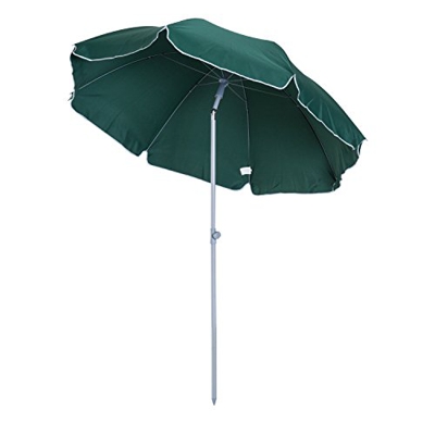 Outsunny Sombrilla de Playa Diámetro de Ø200 cm con Techo Inclinable Poste Desmontable y Pincho Inferior Bolsa de Transporte para Jardín Verde