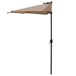 Sombrilla de media pantalla con manivela color arena Ø300cm para jardín, terraza precio