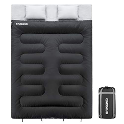 FUNDANGO Saco de Dormir Doble para 2 Personas Saco de Dormir para Adultos Compacto Impermeable cálido cómodo 17 ℃ para Camping mochilero Senderismo ta en oferta