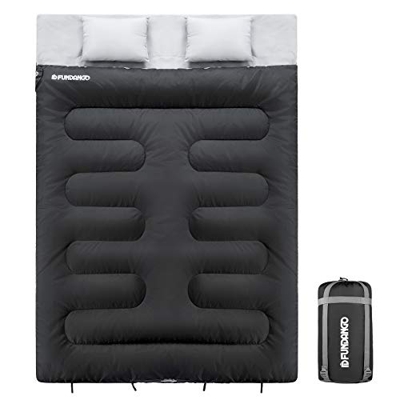 FUNDANGO Saco de Dormir Doble para 2 Personas Saco de Dormir para Adultos Compacto Impermeable cálido cómodo 17 ℃ para Camping mochilero Senderismo ta