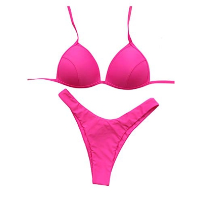 Traje de Baño para Mujer Bikinis Sujetador Push-up Sexy Bañador de Dos Piezas Color Fluorescente Bañadores Tops y Braguitas Ropa de Playa