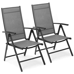 MVPower Juego de 2 Sillas Plegables，sillas de Jardín de Aluminio, Silla de Jardín Plegable, Respaldo Ajustable en 7 Posiciones,Silla Camping Resistent precio