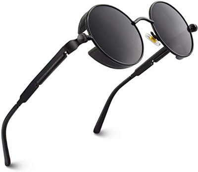 RUICHUANGS Gafa de Sol Polarizada contra UV400 Punk Rock Sunglasses, Gafas de sol Retro Clásicas de Ciclismo de Metal Para Mujeres y Hombres