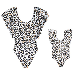 Loalirando Bikini Traje de Baño Madre e Hija de Una Pieza para Mujer Bañador con Diseño de Leopardo con Volantes en oferta