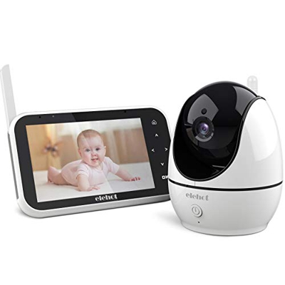 Vigilabebés Inalambrico Bebé Monitor Inteligente con LCD 4.5 Pulgadas con Visión Nocturna Sensor de Temperatura,VOX,Charla Bidireccional, 8 Canciones 