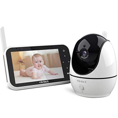 Vigilabebés Inalambrico Bebé Monitor Inteligente con LCD 4.5 Pulgadas con Visión Nocturna Sensor de Temperatura,VOX,Charla Bidireccional, 8 Canciones
