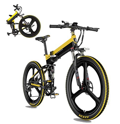 Coolautoparts Bicicleta Eléctrica Plegable 26 Pulgadas Ciclomotor 30km/h 400W Ruedas de Magnesio Bici Ciudad/Montaña Aluminio Autonomía 100KM Display 