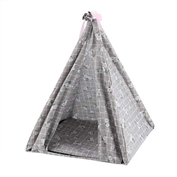 Hffheer Tipi para Mascotas, Anti-Mosquito Tienda de Verano de Gasa de Madera para Perros Triángulo Jaula para el hogar Plegable y Transpirable para Ma en oferta