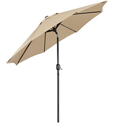 Yaheetech Sombrilla de Patio al Aire Libre Comercial Inclinable Parasol con Manivela para Patio Terraza Jardín Playa Balcón Altura 240cm Bronceado en oferta