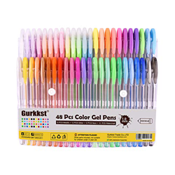 Gurkkst 48 Set Boligrafos Gel Colores Bolígrafos de Gel para Scrapbooking, Colorear, Dibujar y Artesanal (12 Metálico + 12 Glitter + 12 Neón + 12 Clás características