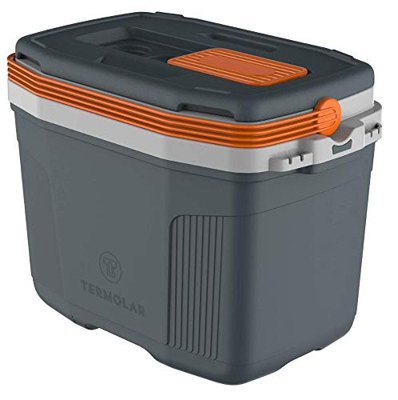 Nevera Portátil Rígida 32L. La más Completa. Acceso Superior. Gancho Gafas y Llaves. Caja Térmica. para Camping Playa Picnic (Gris)