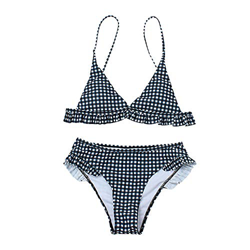 CheChury Conjunto de Bikini con Relleno Push Up Triangular Tartán Sexy Retro Brasileños Mujer Traje De Baño Bikini Mujer Dos Piezas Tartán Cuello Halt en oferta