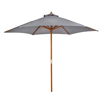 Aktive - Parasol hexagonal Garden diámetro 270 cm - Mástil de madera 38 mm - Color gris (ColorBaby 53861)