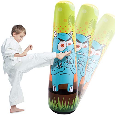 LEOHOME Saco de boxeo hinchable para niños, 150 cm, para practicar karate, taekwondo, artes marciales mixtas y alivio de energía para niños de 3 a 12
