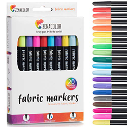 20 Rotuladores para Tela Zenacolor - Tinte Ropa No Tóxica y Indeleble, Rotulador Permanente con Punta Fina - Perfecto para Camisetas Blancas, Bolsas,  características