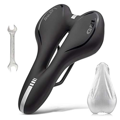 LERWAY Sillín de Asiento, Asiento de Bicicleta para Hombre y Mujer con Suave Asiento de Ciclismo, Cómodo Impermeable Sillín de Bicicleta Llave para Bi
