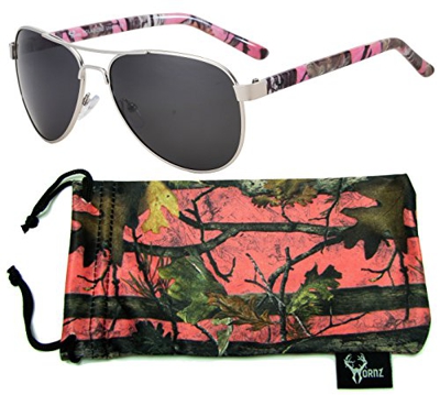 Hornz Camuflaje del Rosa polarizados Gafas de Aviador para Las Mujeres y Que Coinciden con Bolsa de Microfibra – Pequeña o Mediana Tamaño de la Cara -