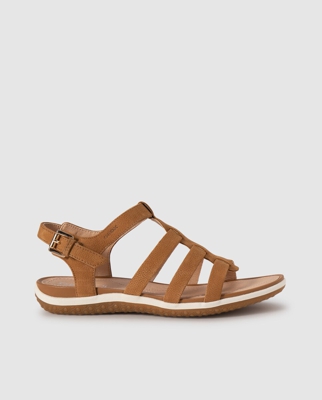 Geox - Sandalias Planas De Mujer En Color Marrón Con Detalle Tiras