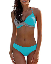 UMIPUBO Mujer Bikini Traje de Baño con Cuello en V Bikinis Sujetador Dos Piezas Push-up Sexy Ropa de Playa Falda de Playa Tops y Braguitas precio