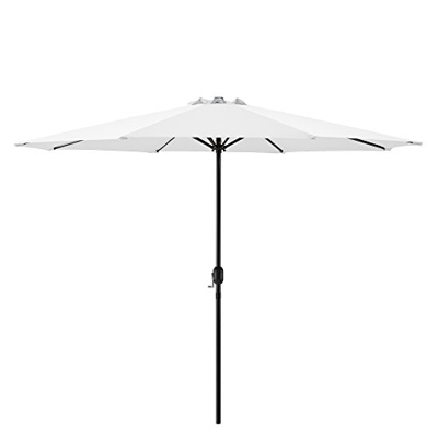 casa.pro Sombrilla Sonn 300 x 230 cm con Manivela para Jardín Patio Terraza Balcón Repelente al Agua Parasol Vara de Acero Blanco