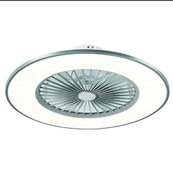 TODOLAMPARA - Ventilador de techo con luz LED 24W modelo BOFU Plata, 3 tonalidades, aspas interiores escondidas y protegidas, 3 velocidades, control r en oferta