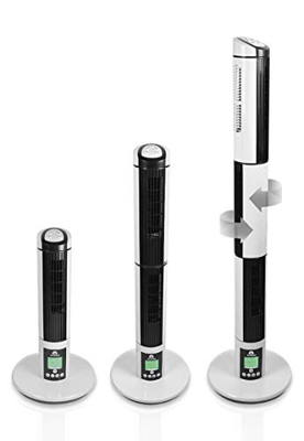 GLAZIAR 3 Ventilador torre 3 en 1. Tres direcciones, 45 W, Plástico, 9 Velocidades, Blanco/negro