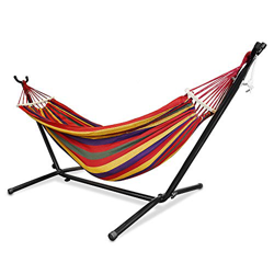 Hamaca con soporte y difusor de madera para un tendido perfecto, brasileño, algodón, 320 cm, carga 200 kg, doble denim, soporte y tejido hipoalergénic en oferta