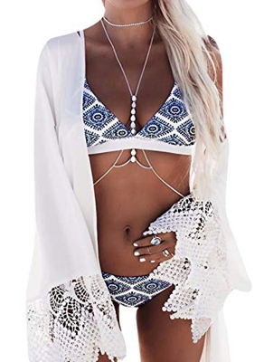 Bikini De Dos Piezas De La Correa Floral del Traje De Baño De 2 Piezas Playa Traje De Baño del Desgaste De Las Mujeres para Tomar El Sol