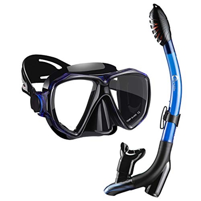 Dorlle Gafas Buceo, La Máscara de Buceo Impermeable está Hecha de Vidrio Endurecido, Antivaho y a Prueba de Fugas, con un Tubo de Respiración Seco 3 C