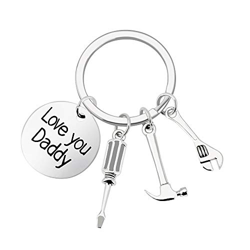 DECARETA Llavero Papá,Regalo para Papá con Palabras Significativas,Lavero Personalizado con Martillo, Llave, Destornillador,Ideal Como Regalo del Día  características