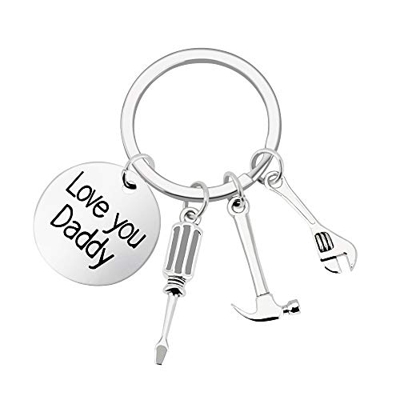 DECARETA Llavero Papá,Regalo para Papá con Palabras Significativas,Lavero Personalizado con Martillo, Llave, Destornillador,Ideal Como Regalo del Día 