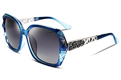 FEISEDY Gran Tamaño Gafas de Sol para Mujer Polarizadas de Moda Protección UV400 Marco Compuesto Espumoso B2289