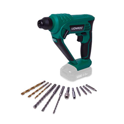 VONROC Martillo rotativo VONROC - VPower 20V - Excl. Batería y cargador - 1,3 Joule - SDS-plus - Incluye accesorios y bolsa de herramientas en oferta