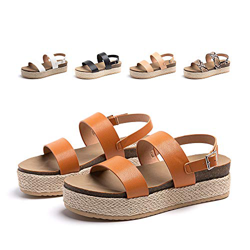 Sandalias Mujer Verano Espadrilles Playa Zapatillas Cómodos Plataforma 5,5cm Casuales Peep Toe Zapatos Cuero Imitación Loafers Caminar Negro Blanco Ma en oferta