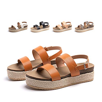 Sandalias Mujer Verano Espadrilles Playa Zapatillas Cómodos Plataforma 5,5cm Casuales Peep Toe Zapatos Cuero Imitación Loafers Caminar Negro Blanco Ma