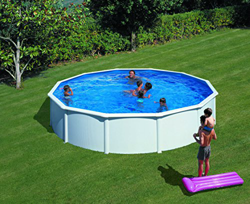 Gre KIT550ECO Fidji - Piscina Elevada Redonda, Aspecto Acero Blanco, 550 x 120 cm precio