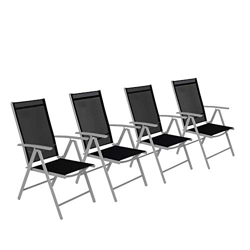 CCLIFE Juego sillas Plegables de Aluminio para jardín, terraza, Patio, Playa,Impermeables y Resistentes al Sol, Color:Light Gray, Tamaño:4er-Set en oferta