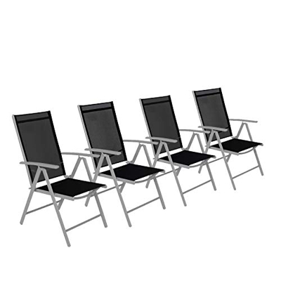 CCLIFE Juego sillas Plegables de Aluminio para jardín, terraza, Patio, Playa,Impermeables y Resistentes al Sol, Color:Light Gray, Tamaño:4er-Set