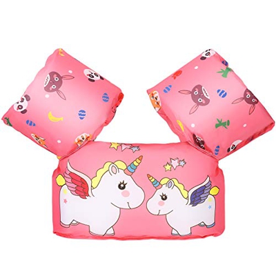 MoKo Manguitos de Flotante Sin Inflación, Chaleco para Natación con Patrón Lindo, Dispositivo de Entrenamiento Plegables para Niñas y Niños en Piscina