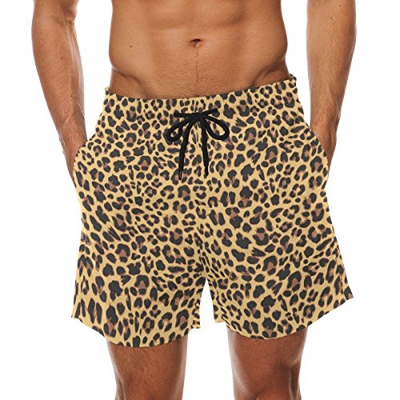 COOSUN - Bañador para hombre, diseño de leopardo, de secado rápido Multicolor multicolor L