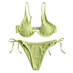 ZAFUL Bikini para mujer con aros acanalados push-up. verde M características