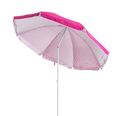 LOLAhome Sombrilla Playa Parasol Rosa Acero de Ø 200 cm