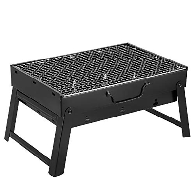 AGM Parrilla de Carbón, 43.5x30x24cm, Parrilla de Carbón Plegable Portátil para Picnic, viajes, patio o camping en el jardín(M)