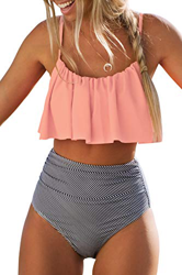 CUPSHE Conjunto de Bikini Mujer Volante Falbala Cintura Alta Traje de Baño de Dos Piezas, XXL precio