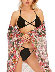 GALEBOVA Traje de baño de Transparente Sarong, Conjunto 3 Piezas de para Mujer de Negro Bikini de Playa de Gasa (L) características